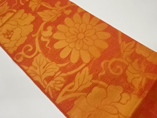  紗 花唐草模様織出し全通袋帯